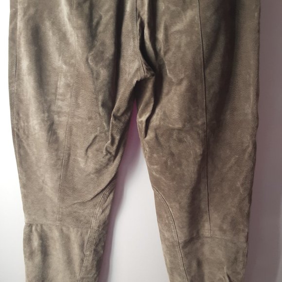 Vintage Khaki Suede Pants, High-Waisted Pleated. Size Small / 7 - Picture 9 of 13